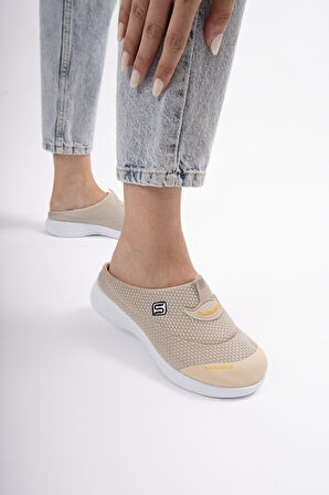 Sandal Spor Kadın Kaymaz Taban Ortopedik File Sabo Terlik  SS001-0258 BEJ