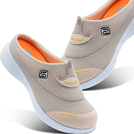 Sandal Spor Kadın Kaymaz Taban Ortopedik File Sabo Terlik  SS001-0258 BEJ