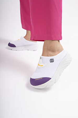 Sandal Spor Kadın Dolgu Taban Ortopedik File Sabo Doktor Hemşire Hastane Aşçı  Terlik  BEYAZ SS001-0278