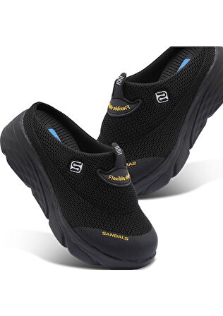 Sandal Spor S0001-0278 Kadın Dolgu Taban Ortopedik File Sabo Terlik Siyah