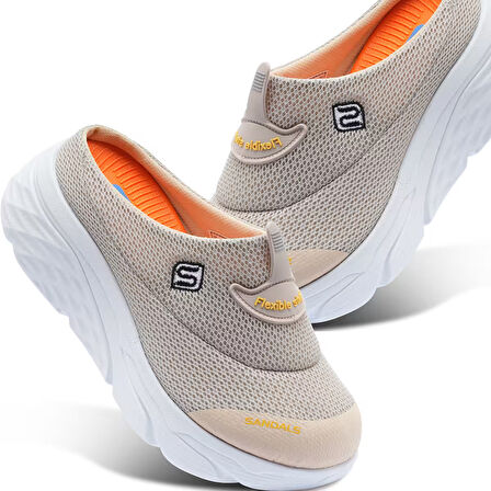 Sandal Spor Kadın Dolgu Taban Ortopedik File Sabo Doktor Hemşire Hastane Aşçı  Terlik  BEJ SS001-0278