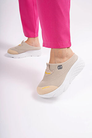 Sandal Spor Kadın Dolgu Taban Ortopedik File Sabo Doktor Hemşire Hastane Aşçı  Terlik  BEJ SS001-0278