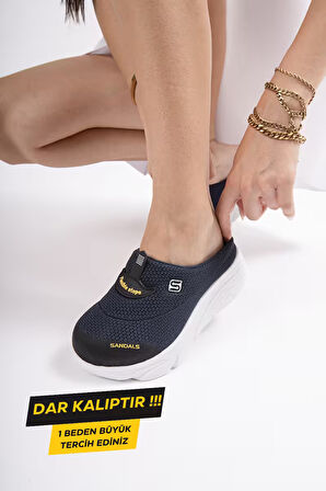 Sandal Spor Kadın Dolgu Taban Ortopedik File Sabo Doktor Hemşire Hastane Aşçı  Terlik  LACİVERT SS001-0278