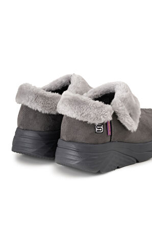 Sandal Spor Kadın Süet Kürklü Ortopedik Ayakkabı SS001-0378 FÜME