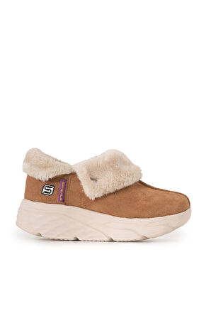 Sandal Spor Kadın Süet Kürklü Ortopedik Ayakkabı SS001-0378 TABA