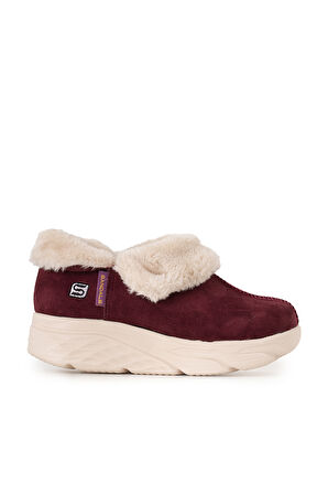 Sandal Spor Kadın Süet Kürklü Ortopedik Ayakkabı SS001-0378 BORDO