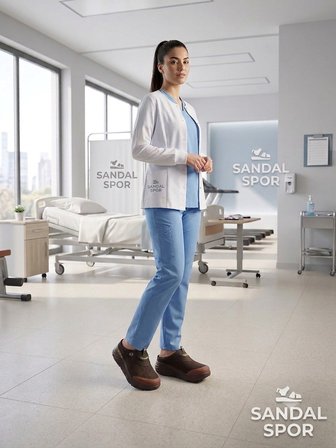 Kadın Dolgu Taban Ortopedik File Sabo Doktor Hemşire Hastane Aşçı Terliği SS001-0278 Acı Kahve