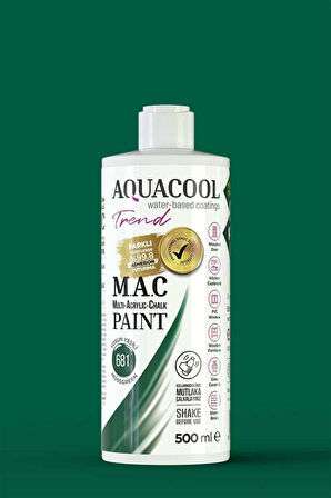 Aquacool Trend M.A.C Su Bazlı Akrilik Dönüşüm Boyası 500 ml. Yosun Yeşili 681