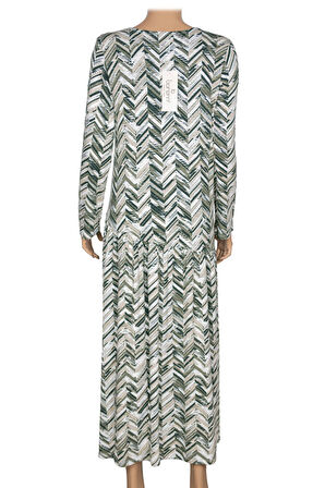 Barem Kadın Funda Belden Basene Büzgülü Penye Haki Elbise D58