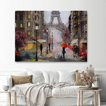 Eyfel Manzarası Yağlıboya Görünüm Dekoratif Kanvas Duvar Tablosu-3545