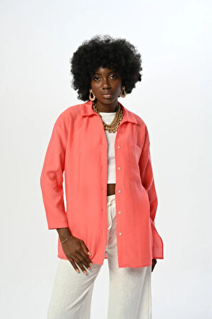 OVERSIZE KESİM DÜZ RENK GÖMLEK