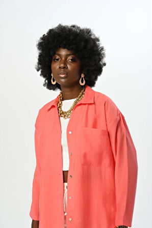 OVERSIZE KESİM DÜZ RENK GÖMLEK