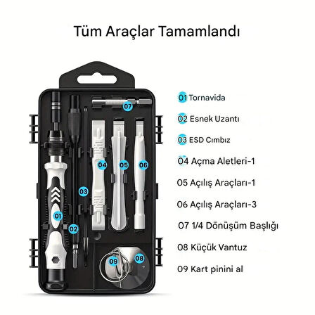 115 Parça Bilgisayar Gözlük Saat Telefon Tamir Tornavida Seti Kutulu