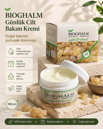 BIOGHALM Doğal Akgünlük (Frankincense) Cilt Bakım Kremi 100 ml – Nemlendirici Günlük Bakım
