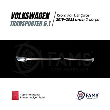 VW T6.1 TRANSPORTER 2019-2023 Arası Krom Far Üst Çıta 2 Parça Paslanmaz Çelik