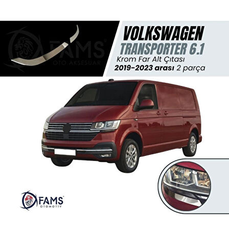 Vw T6.1 Transporter 2019-2023 Arası Krom Far Alt Çıtası 2 Parça Paslanmaz Çelik