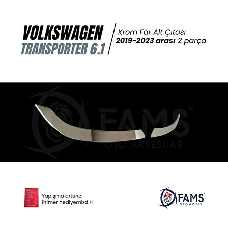 Vw T6.1 Transporter 2019-2023 Arası Krom Far Alt Çıtası 2 Parça Paslanmaz Çelik