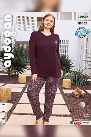 Aydoğan Kadın inci Büyük Beden Vişneçürüğü Pijama Takımı 0497