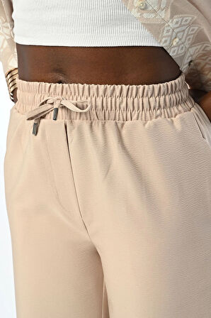 KADIN RAHAT KALIP BOL PAÇA BELİ LASTİKLİ PANTOLON