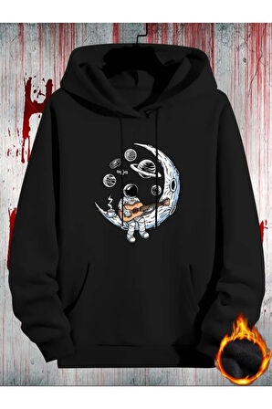Astronot Desenli 2 İplik Şardonlu Sweatshirt