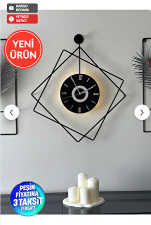 MetaQuartz Aksesuar 5'li Elegante Set - LED'li Ferrero Negro Exclusive Dekor - (Pilli) Metal (mobilya) Duvar Saati