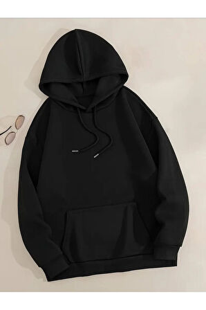 Kelebek Desenli Kapüşonlu Cepli Sweatshirt