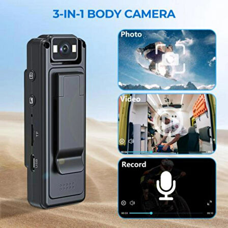 Ozmik CMR72 Mini Body Camera Video Recorder with WiFi Weable Bodycam 180° Lens Mini kamera