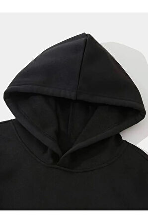 Çiçekli Ay Deseni İçi yünlü Oversize 2 İplik Şardonlu Sweatshirt