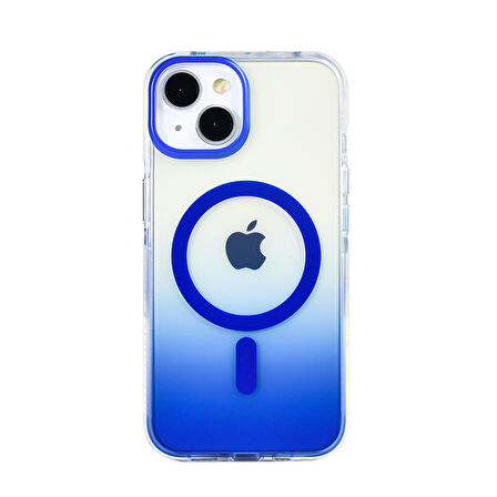 iPhone 13 Kılıf Kablosuz Şarj Özellikli Şeffaf Transparan Renk Geçişli Toros Kapak