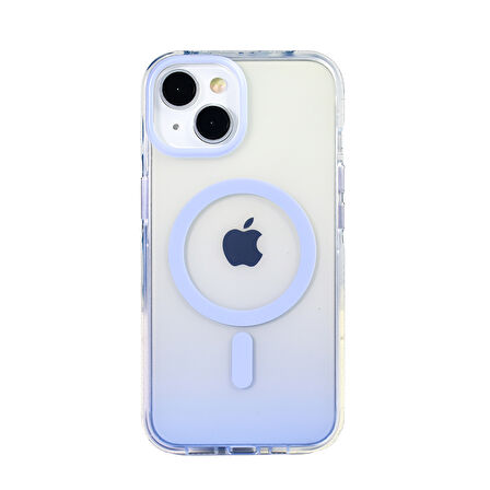 iPhone 13 Kılıf Kablosuz Şarj Özellikli Şeffaf Transparan Renk Geçişli Toros Kapak