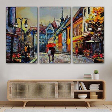 Macaristan Budapeşte Sokak Manzarası Yağlıboya Görünüm Tablo-3547