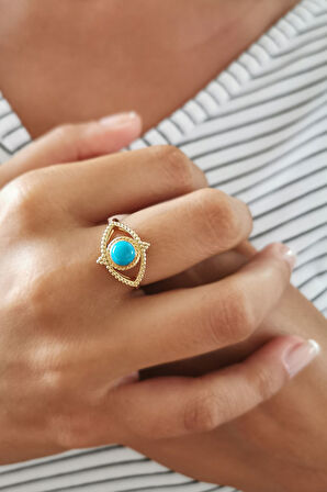 Firuze Taşlı Altın Göz Yüzük