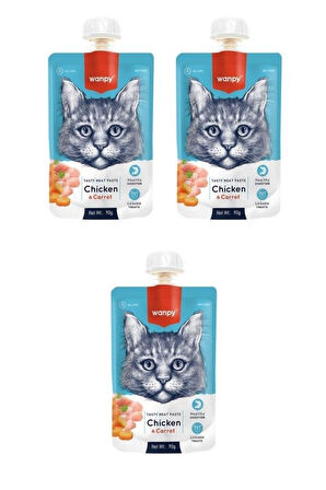 Wanpy Taze Tavuklu & Havuçlu Kedi Et Ezmesi 90 Gr. X 3 Adet