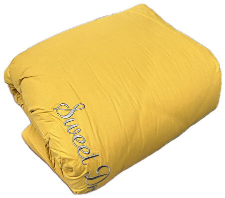 Clasy Saten %100 Pamuk Ranforce Tek kişilik Yorgan Sweet Dreams V3 Sarı-Gri