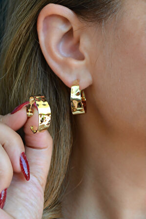 14K Gold Kaplama Antik Model Halka Küpe – Günlük Kullanıma Uygun