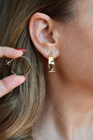 14K Gold Kaplama Antik Model Halka Küpe – Günlük Kullanıma Uygun