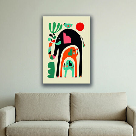 filler anne yavru renkli baskılı kanvas duvar tablosu