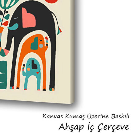 filler anne yavru renkli baskılı kanvas duvar tablosu