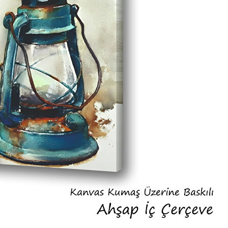 eski model gaz lambası baskılı kanvas duvar tablosu