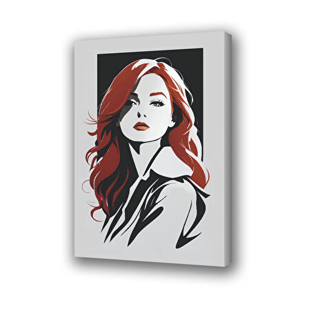 kırmızı saçlı kadın kuaför makyaj baskılı kanvas duvar tablosu