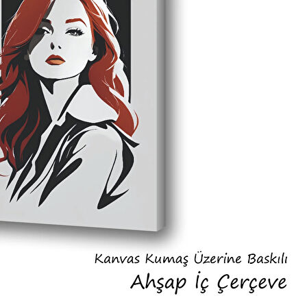 kırmızı saçlı kadın kuaför makyaj baskılı kanvas duvar tablosu