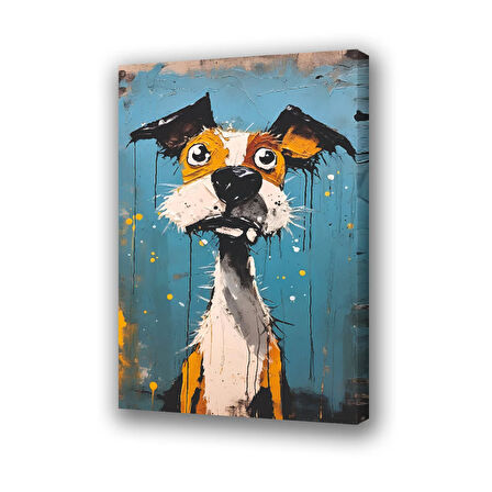 şaşkın sevimli köpek baskılı kanvas duvar tablosu