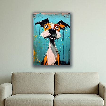 şaşkın sevimli köpek baskılı kanvas duvar tablosu