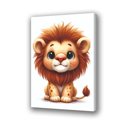 sevimli yavru aslan baskılı kanvas duvar tablosu