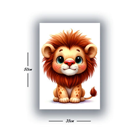sevimli yavru aslan baskılı kanvas duvar tablosu