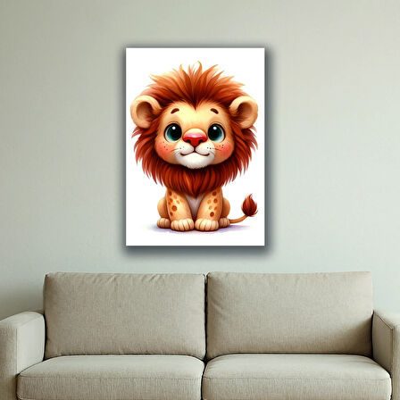 sevimli yavru aslan baskılı kanvas duvar tablosu