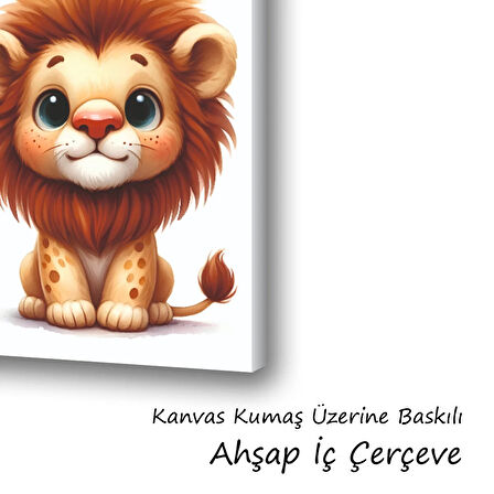 sevimli yavru aslan baskılı kanvas duvar tablosu