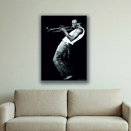 jazz müzik  siyahi adam baskılı kanvas duvar tablosu