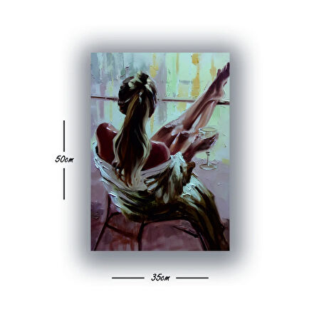 kadın kadeh uzun saçlar baskılı kanvas duvar tablosu