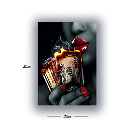 kadın kırmızı dudak baskılı kanvas duvar tablosu